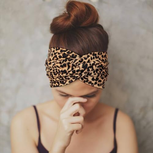 Image of DRESHOW 4 Pack Turban Headbands for Women Wide Vintage Head Wraps Knotted Cute Hair Band Accessories