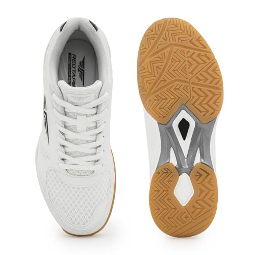 Image of Red Tape Women's Sneakers White Black Pu Mesh Round Toe Lace-Up