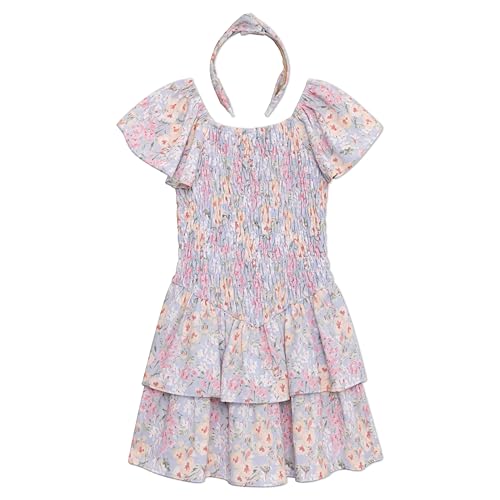 Speechless Girls' Flutter Sleeve Bubble Crepe Drop Waist Dress