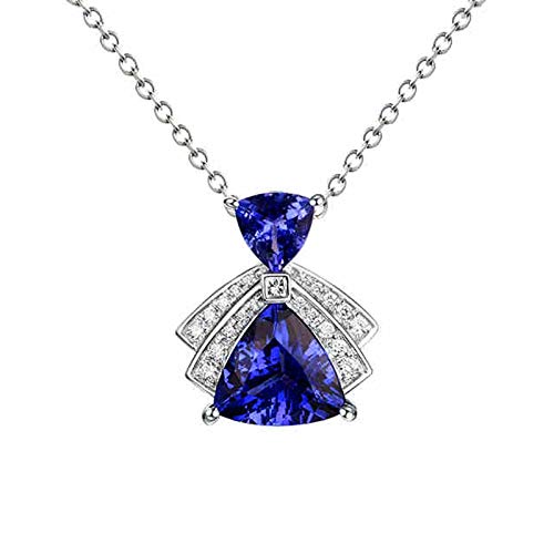 Boucles d'oreille en Or Blanc 18 carats Diamant 0,29ct et Tanzanite Triangle