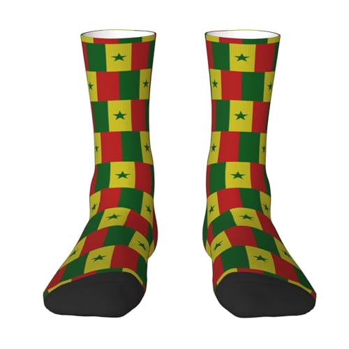 Medias De Compresion Bandera De Senegal Mid-Calf Calcetines De Senderismo Suaves Calcetine De Vestir Cálidos Calcetines A Media Pantorrilla Para Hombre Mujer Futbol 40Cm