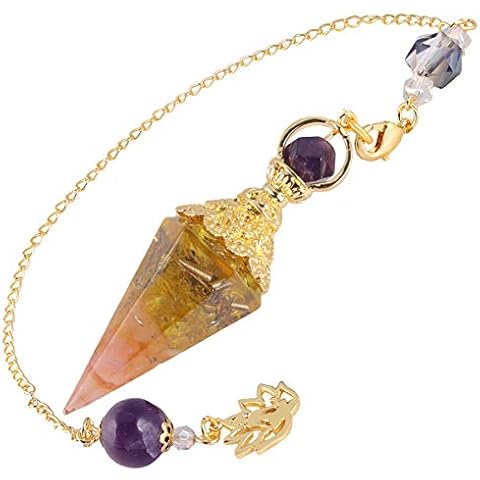 Nupuyai Rose Quartz Healing Pendulum with Chain Cover