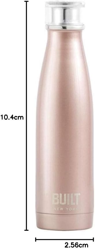 BUILT 17-Ounce Perfect Seal Double Wall Stainless Steel Water Bottle Rose Gold 5193230