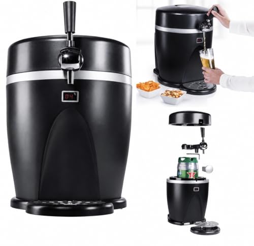 2-in-1 Draught Beer Dispenser and Cooler Compatible with 5-Litre Carbonated Kegs LCD Temperature Display Portable