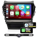 SizxNanv Android Radio Upgrade for Santa Fe 2013-2017 Touchscreen Compatible with Wireless Carplay Android Auto,Car Stereo Bluetooth Navigation Multimedia Player GPS WiFi FMAM Backup Camera Head Unit