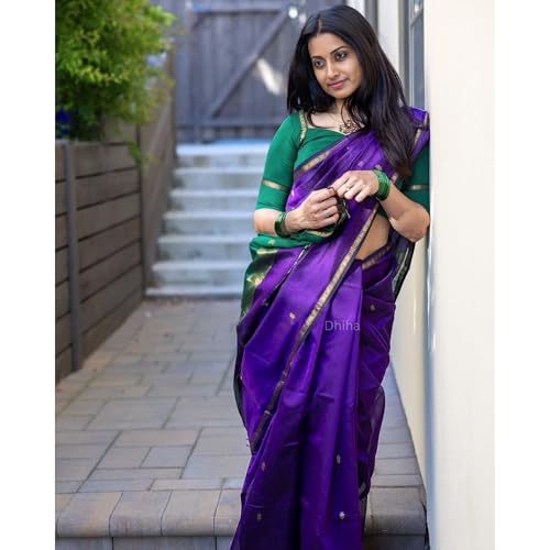 Image of Original Maheswari Cotton Silk Saree for Women | Kanjivaram Pure Silk Cotton Sari with Blouse | Zari Work | Tassels | Handloom Weave