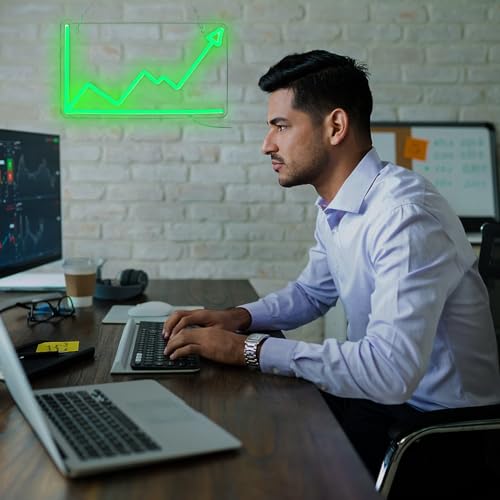 Image of Stock Market Trend Neon Sign Day Trading Line Chart Neon Light LED Neon Sign for Wall Decor LED Neon Light for Trading Room Bar Man Cave Wall Art Finance Day Trading Accessories Gift