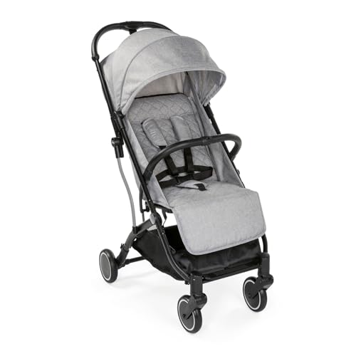 Chicco Trolley Me Cochecito ligero de 0 meses a 15 kg, cochecito reclinable y plegable con función trolley, cierre compacto, protector contra la lluvia y capota extensible, gris claro