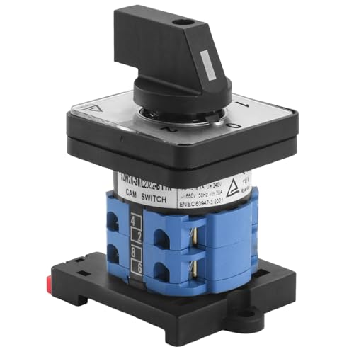 Heschen, Universeller Nockenschaltwerk-Umschalter, SZW26-20/D202.2-B11R, 35 mm DIN-Schienenmontage, 660V 20A EIN-AUS-EIN, 3 Positionen, 2 Phasen, 8 Klemmen, CE/TUV-gelistet