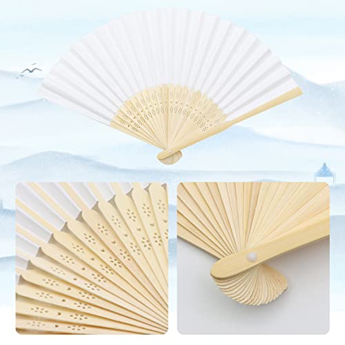 ZOCONE 16 PCS White Wedding Fans for Guests+16 PCS Organza Bags - Image 3