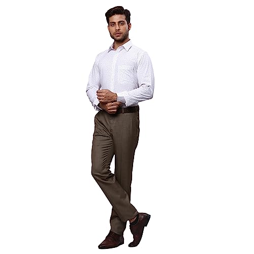Image of Raymond Men's Pure Cotton Print Pattern Slim Fit Semi Cutaway Collar Full Sleeve Formal Shirt