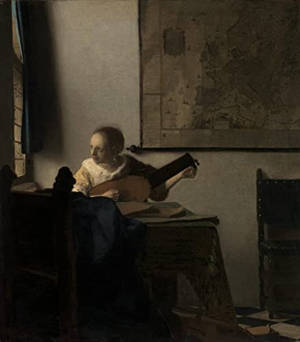 Poster Vermeer Jeune femme avec un luth 50x70 cm sans cadre SERENDIPITP
