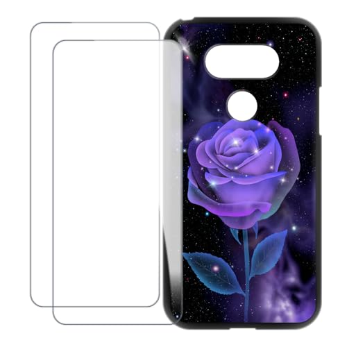 UOGNADGD Compatible with LG G5 Case Colorful Custom Cover with 2 Pack Tempered Glass Screen Protectors - Shockproof Scratch-Resistant (Rose)