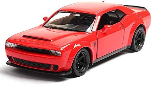 CXN High Simulation Car Model Dodge Challenger Hellcat Car Model Scale 1:36 Alloy Body Back Force Hobby Collection Gifts for Children (Red, silver) (red)