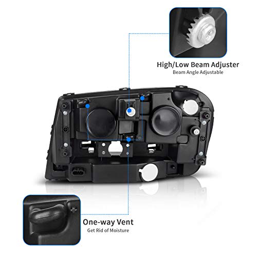 Dwvo Compatible With 2002 2003 2004 2005 2006 2007 2008 2009 Chevy Trailblazer Headlight Assembly W/Full Width Grille Headlamp Replacement Amber Reflector (Not Fit Lt Models) #TOP2