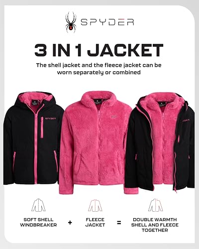 Image of Spyder Girls 3 in 1 System Jacket - Weather Resistant Girls Winter Jacket with Soft Cozy Inner Fleece Outerwear Winter Coats