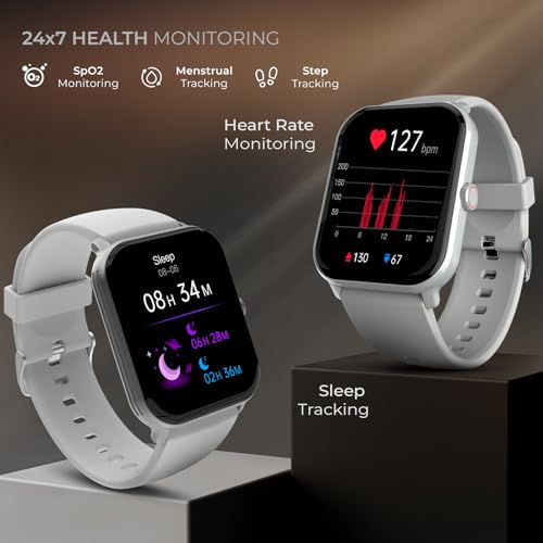 Image of beatXP Marv Neo Smart Watch with 1.85 inch Ultra HD Display, Bluetooth Calling, 240 * 280px, AI Voice Assistant, 100+ Sports Modes, Heart Rate Monitoring, SpO2, IP68, Fast Charging (Ice Silver)