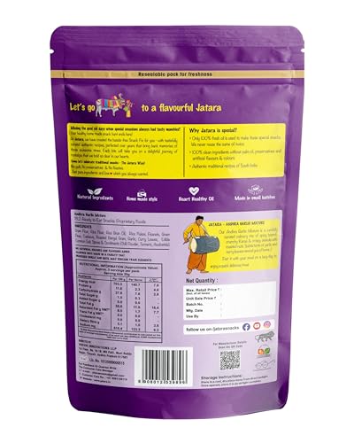 Image of Jatara Andhra Garlic Mixture, Authentic Andhra Style Spicy Namkeen Snack, Crunchy and Flavorful, 210g