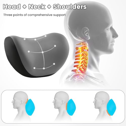 Image of Pack of 2 Memory Foam Car Neck Pillow for Driving | Ergonomic Head & Neck & Shoulder Support Cushion with Adjustable Strap and Washable Cover.
