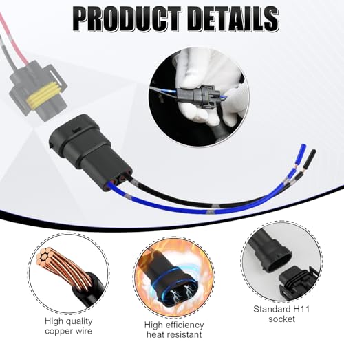 image for iBrightstar H11 H9 H8 880 881 Male Nylon Adapter Wiring Harness Socket