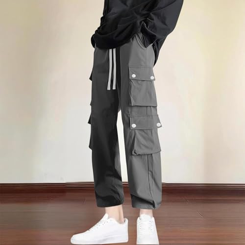Mens Casual Joggers Pants Stretch Drawstring Cargo Pants Lightweight Straight Leg Hiking Pants with Multi Pockets2