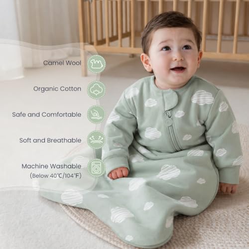 Image of Unisex Sleeping Bag for Babies and Toddlers 1.0 Tog Sleep Sack 6-18 Months, Newborn Sleep Sack, Wearable Blanket Baby, One Piece Long Sleeves, Gifts for Baby