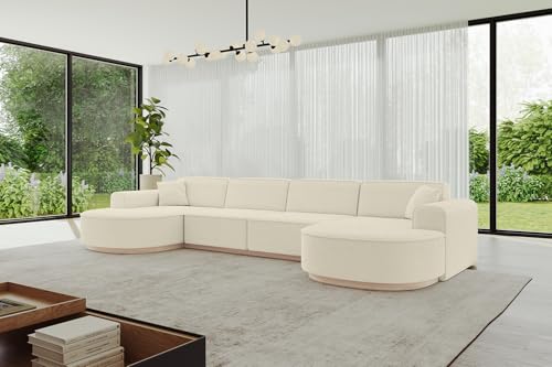 ALTDECOR Ecksofa in U-Form Corner Sofa Bett Eckcouch Couch L-Form Wohnlandschaft Cauchsofa MARI-U2-v1-380x165x81 cm Beige – Bild 5