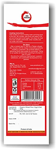 Red Dragon Chinese Non Sticky Egg Noodles Fresh And Delicious Organic Tasty Cuisine 300g (Pack of 1) |No Preservatives