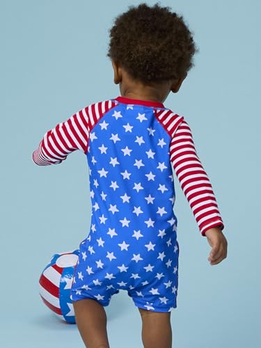 Image of RUGGEDBUTTS Baby /Toddler Boy Swimsuit, One Piece Zipper Rash Guard Sunsuit with UPF 50+ Sun Protection