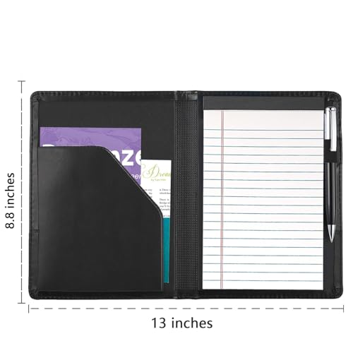 Image of Padfolio /Portfolio Binder, Mini Padfolio Portfolio Binder 5 x 8 Legal Writing Pad, A5 Document Organizer Folder for Men Women,Classic Black.