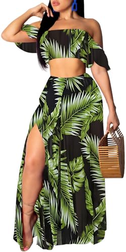 Image of Sexy Two Piece Sets for Women Vacation Elegant Sleeveless Top Long Split Maxi Dress Beach Swimwear