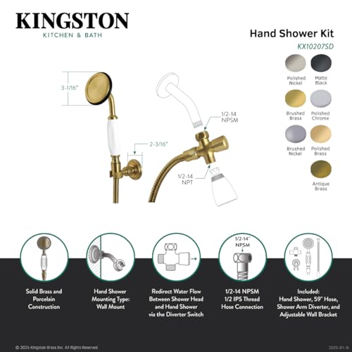 Kit de regadera vintage Kingston Brass KX10201SD, cromo pulido miniatura 3