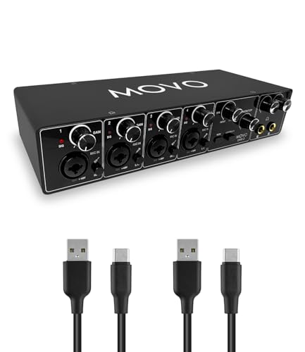 Movo UMX-2 4-Channel USB/USB-C Audio Interface for Recording, Podcasting, Audio Production – Mac &...