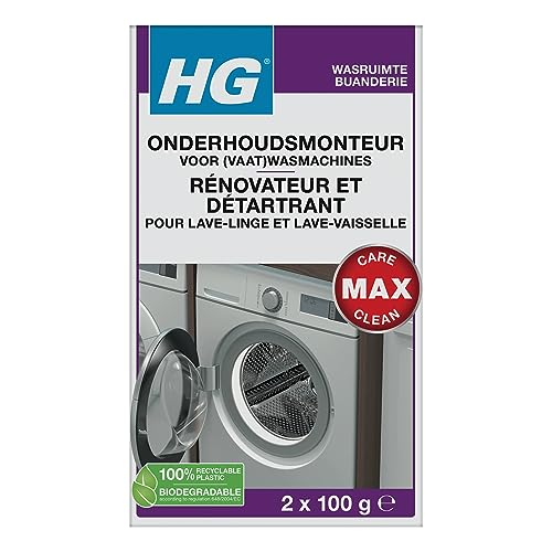 HG Grondige reiniging en onderhoud voor wasmachines en vaatwassers - Professionele reiniger en ontkalker - 2 x 100 g