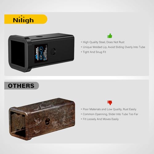 Image of Nilight Trailer Hitch Receiver Extender Adapter Reducer 2-1 /2 to 2 Inch Sleeve Convertor Receiver Towing Accessories for Tractor Bucket RV Truck Bike Rack Cargo Carriers