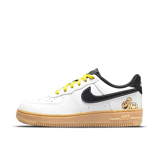 Nike Little Kid's Force 1 LV8 Wht/Anthracite-Yellow Strike (DO5856 100) - 13.5