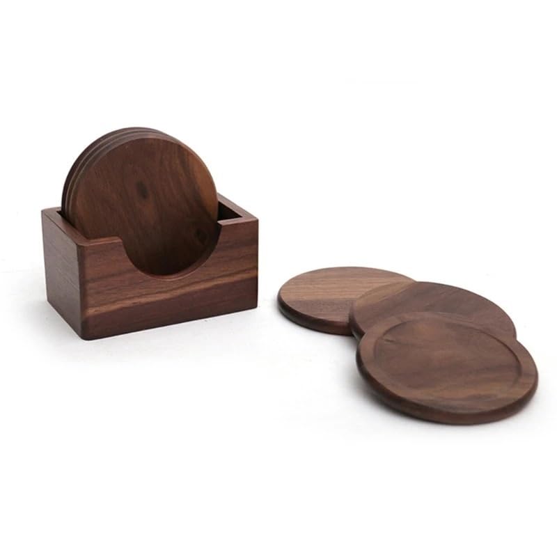 sous-Verres en Bois de Noyer, napperons décoratifs Ronds résistants à la Chaleur, Tapis de Boisson, Table de Cuisine à Domicile, Coussin de Tasse de thé et de café, 6 pièces