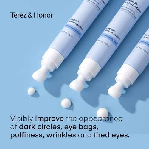 Image of TEREZ & HONOR Under Eye Patches for Dark Circles with 8% Caffeine Eye Cream - Eye Care 2 Step Kit, Dermatologist Tested Korean Skincare Formula, 60 Pcs + 20mL
