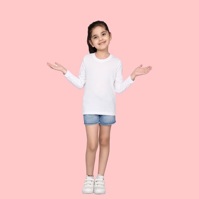 Image of Nusyl Girls Full Sleeves T-Shirt for Kids | Cute Printed Casual Wear | Soft Cotton Blend | Comfortable Regular Fit | 2-16 Years | Multiple Colors
