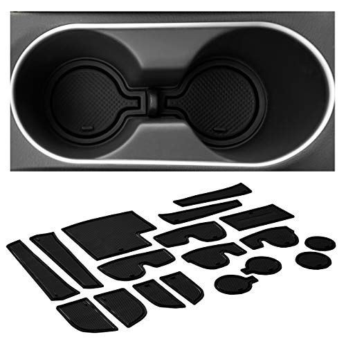 CupHolderHero for Hyundai Elantra Accessories 2017-2018 Premium Custom Interior Non-Slip Anti Dust Cup Holder Inserts, Center Console Liner Mats, Door Pocket Liners 18-pc Set (Solid Black)