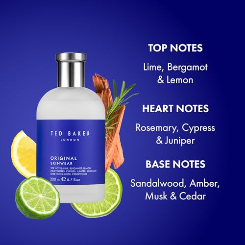 Ted Baker Original Skinwear Eau De Toilette, Woody Aromatic for Men, 200ml | Fresh long lasting woody aromatic EDT fragrance for him with citrus, herbs, sandalwood, amber and musk notes. - Image 5