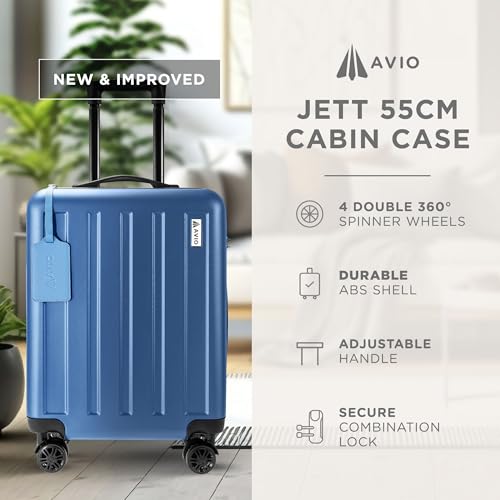 AVIO Jett 55cm Cabin Suitcase – Lightweight Hard Shell Carry On Luggage with 4 Spinner Wheels, Telescopic Handle & 3-Digit Lock – Airline Approved Cabin Bag - Image 3
