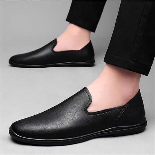 Men's Round Toe Vegan Leather Loafer Shoes Comfortable Slip Resistant Flat Heel Outdoor Slip-on4