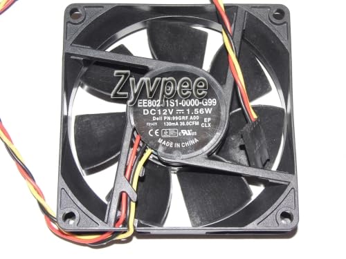 EE80201S1-0000-G99 12V 130mA 1.56W 36.0CFM 3Wire 99GRF OptiPlex 390 790 990 3010 SFF PWM 8cm Case Fan 80x80x20mm
