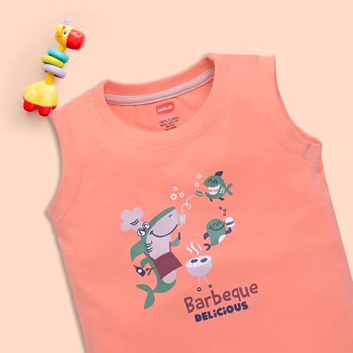 Image of LuvLap Baby Boys Regular Fit 100% Cotton Sleeveless Boys T-Shirt & Shorts Set Pack of 3