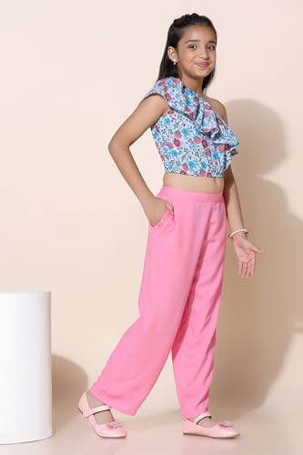 Image of Fashion Dream Girl's Crepe Floral Top With Pant Clothing Set