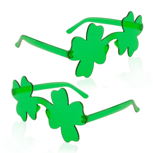 Semato 2 Pcs Clover Sunglasses Rimless Heart Shaped Sunglasses Bachelorette Party Favors