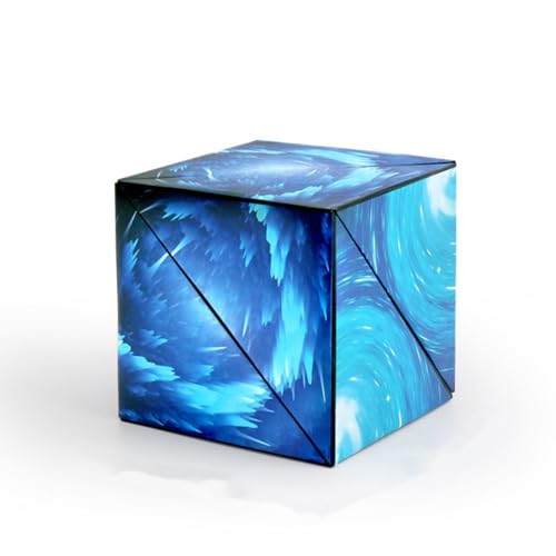 Image of ZURATO Shape Shifting Box Puzzle Cube, Shifting Shape Magic Cube Puzzle Toy, Multiple Structure Creativity Puzzle Cube for Kids and Adults, Size- 6.5 x 6.5 x 6.5 cm (Blue)