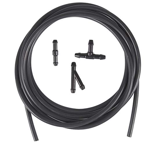 BingSnow Windshield Washer Nozzle Hose Kit, Universal 3 Meters Washer Fluid Hose with 3 Pcs Hose Connectors Suitable for Most Windshield Washer Nozzle Installation