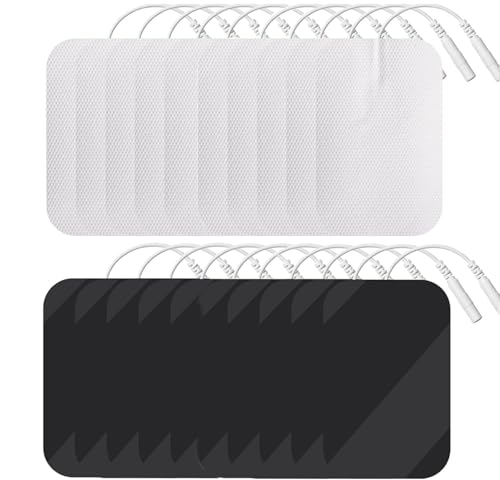Frogetu Electrodos para TENS 6x9 cm 10 Piezas, Electrodos autoadhesivos TENS/EMS,Parches de para electroestimulador TENS y/o EMS Reutilizables y autoadhesivos,Conector Pin de 2 mm